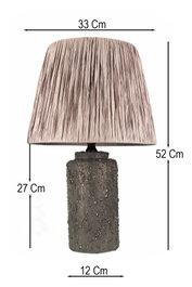 Opviq Lámpara de Mesa BK110 de Cerámica y Rafia